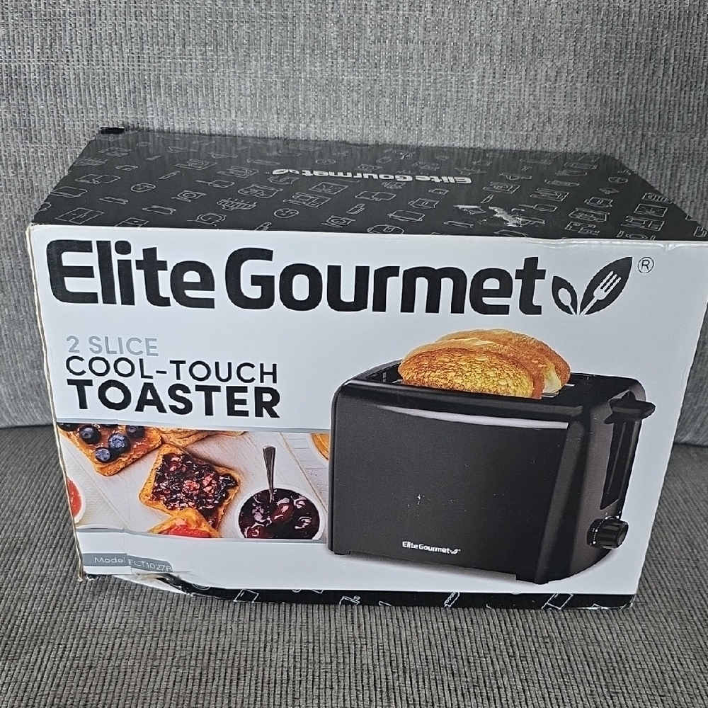 Elite Gourmet 2-Slice Cool Touch Black Toaster, New